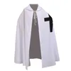 Medieval Templar Knights Cloak Zestaw Męski Cosplay White Warrior Larp Costume Tunik Cape Black Cross Print Ouitfit2487