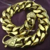 Cool Top Quality Gold Plated Mens Stainless Steel Curb Bracelet Bangle B154