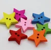 100pcs 18 * 18mm cores sortidas dos desenhos animados Estrela de madeira Botões com furo de artesanato costura Scrapbooking Acessório