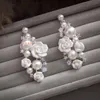 Auf Lager 2015 weiße Rose Perle Brautschmuck Sets Halskette + Ohrringe + Diademe Kronen Strass Hochzeit Accessoires