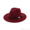 新しいファッションフェルトジャズハット男性女性のための古典的なトップ帽子エレガントなソリッドフェルトバンドワイドフラットブリミスタイリッシュなTrilby Panama Caps