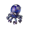 Handgeblazen blauwe glazen bubbler: artistieke Octopus Scorpion rookpijp voor tabaksgenot