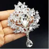 Luxe 4 inch enorme kristallen broche elegante bruiloft bruidspendent waterdrop Dangle broche pin fijne gift voor meisjes