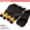 5PCS Lot Malaysian Straight Virgin Human Hair With Closure 8a Obearbetat Hårväv 4 buntar Lägg till 1pc Lace Stänger Naturlig Svart Dybar