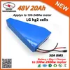 Anpassad kapacitet 1500W elektrisk cykelbatteri 48V 20AH Lithium EBIKE Batteripack Använd i HG 2 / GA Cell med BMS Triangel 48V 20AH