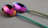 /lot Stainless Steel Rainbow Ice Spoon Kitchen Bar Long Handle Coffee Mixing Spoon Western Cutlery