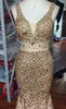 Stunning Gold Crystal Cheap Pageant Dresses Sheath See Through Waist 2022 Designer Side Splits Chiffon Long Prom Dresses Gowns83629560281