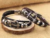 Handgefertigtes Retro-Lederarmband für Herren im Vintage-Stil, Marineblau, handgewebt, Anker-Lederlegierung, gewebte Armbänder, 3 Farben, 12 Teile/los, kostenloser Versand