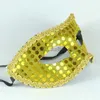 Halv ansikte venetianska masker för kvinnor färg sequin dekoration glisten masquerade dekorationer halloween part leverantör mix 20pcs