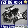 Najniższa cena Zestaw targowy dla YZF600 Yamaha YZF R6 2003 2004 White Black West Fairings Set YZF-R6 YZFR6 03 04 FH81 +7 Prezenty