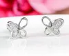 925 sterling silver stud örhängen mode smycken liten fjäril diamant kristall elegant stil örhänge för kvinnor tjejer hög kvalitet