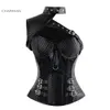 Vintage Gothic Corset Steampunk Corset Women Clothing Armor Bustier With Shoulder Bolero Steel Boned Corset6704319