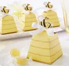 100pcs guld gulliga bee godis boxar för bröllopsfest baby shower favor gåva