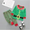 Kids Boy Girl Christmas Pajama Set Långärmade Toppar Striped Pant Nightwear Toddler Baby Boys Tjejkläder