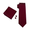 Maroon Tie for Men Hankerchief Cufflinks Set Padrão Mens Jacquard Tecla de Calha de Negócios 8 5cm Largura Conjunto Casual N-0704325i