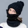 Outono Inverno Das Mulheres Dos Homens de Malha Cap Chapéu de Lã de Algodão Macia e Quente Unisex Gorros com Máscara Cachecol Crânio Caps Gorro Europeu EUA GH-257