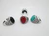 12 шт. женские кольца с бирюзовым камнем, драгоценные камни, античные серебряные кольца с четырьмя цветами, мужские винтажные смоляные кольца с имитацией бирюзового камня291T