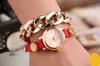 2015 New women vintage leather strap watches.Metal chain bracelet dress watch,fashion ladies wristwatch,drop-shipping