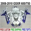 Kit de carénage en ABS pour SUZUKI GSX-R750 GSX-R600 2008 2009 2010 Kit de carénage en blanc bleu K8 K9 GSXR 600 750 08-10 TA29