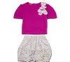 Amissa Baby Girls Floral Suit 3 조각 세트 (셔츠 + 반바지 바지 + 머리띠) 키즈 복장 세트 소녀 의류 키즈 옷 9pcs = 3sets