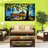 Romantic Lovers Snuggle On The Park Bench 100 Handpainted Palette Knife Oil Painting Canvas Wall Art for Office Home Decor7054844