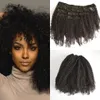 8st Clip in Curly Human Hair Extensions Natural Black Mongolian Kinky Hair Hair Extensions Clip Ins
