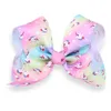 10pcs girl Newest 5" Unicorn hair bows clips character striation ombre bowknot hairpins headwear Party hair bobbles Accessories HD3512