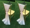 Blush Pink Chiffon Chair Sashes with Flowers Floor Length Ruffles Creative Wedding Decorations Chair Covers Cheap Handmade Wedding Supplies