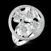 Free Shipping New 925 Sterling Silver fashion jewelry Big Flower White Diamond With Pave zircon ring hot sell girl gift 1719