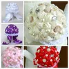 2017 Lace Rhinestone Wedding Bridal Bouquet Crystal Pearl Satin Rose Flowers Bridesmaid Bouquets 5 Colors Bride Holding Brooch