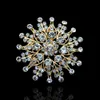 Broche en cristal strass clair plaqué or de 2 pouces, bijoux en forme de fleur de soleil, cadeaux de bal de mariage