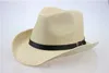 New Summer Solid Straw Hat with leather Belt Designer Cowboy Panama Hat Cap 6pcs/lot Free Shipping