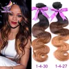 Ombre Malaysiska Virgin Hair Extensions Body Wave Tangled Hair Weft 4 Bundles Obehandlat Indian Ombre Virgin Remy Human Hair Weaving 1B / 4/30