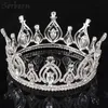 Luksusowe ślubne Headpiece Korowód Full Circle Tiara Wyczyść Austriackie Dżetów King / Queen Crown Wedding Bridal Crown Constume Party Art Deco