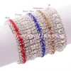 Neue 10 Farben Mode Frauen 3-Reihe Strass Kristall Trims Tennis Frühling Armbänder 6 zoll Schmuck