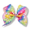 20pcs girl Newest 5" Unicorn hair bows clips character striation ombre bowknot hairpins with Rhinestone in center hair Accessories HD3511