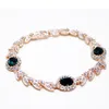 Drop verzending, topkwaliteit Emerald ketting + oorbellen + ring + armband 18K vergulde kristallen sieraden sets, merk sieraden sets groothandel cadeau