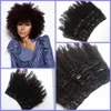 4A 4B 4C Afro Kinky Kıvırcık Kipi İnsan Saç Uzantılarında Brezilya Bakire Remy Saç Klipler Ins Beach Curl Saç Uzantıları G-Easy