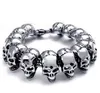 23mm heavy Punk Mens Metal Skull Chain Bracelet 316L Stainless steel Skeletons Bracelet Highl polished Great quality never fade bangle jewelry