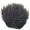 Afro Puff Drawstring Ponytail for Black Women Curly Hair Ponytails Extension, Dark Brown Bun Pony tail Clip on Human-Hair Extensions Remy 120g