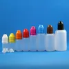 100 sets plastic druppelflessen van 30 ml (1 OZ) met kinderveilige doppen Tips Veiligheidsontwerp Geen lekkage LDPE-verpakking Vloeistof bewaren 30 ml