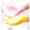 Exfoliating Bath Glove Fem Fingrar Bad Badrum Tillbehör Nylon Bad Handskar Badtillbehör Produkter DHL Gratis Shiipping