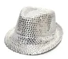 12 pièces/lot enfants Bling Bling casquette de Jazz enfants garçons filles scène spectacle chapeau adultes Panama Jazz casquettes fascinateur fête Costume paillettes Fedora chapeau