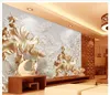 3d wallpaper European minimalist bedroom living room TV backdrop Lotus carvings 3D stripes abstract mural wallpaper 20157359