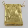 100st Gold Foil Organza Wedding Favor Present Bag Pouch smycken Package 7x9cm / 9x12cm / 11x16cm / 13x18cm
