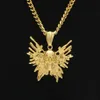 Gold Gothic Skull Gun Pendant Necklace In Stainless Steel Punk Style Men's Jewelry with High Quality