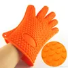 Silikonowe rękawice BBQ izolowane narzędzie kuchenne odporne na ciepło rękawiczki piekarnik uchwyt na garnek do gotowania Mitts Pięć palców Anti Slip Dots 142g / PCS [SKU: A586]