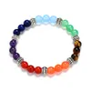 Multicolor 7 Chakra Cura Equilíbrio Pulseira Pulseira Yoga Life Energia Pedra Natural Pulseira Mulheres Homens Casuais Jewelr