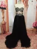 Detachable Skirt Two Piece Black Prom Dresses Sweetheart Sheath See Through Champagne Sequins Side Slit Party Formal Dresses Eveni2349098