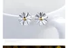 925 Sterling Silver Stud Örhängen Mode Smycken Dubbelskikt av solros Elegant Style Örhänge för kvinnor Tjejer